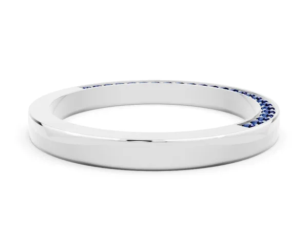 Pavé Round Blue Sapphire Channel Set Band Platinum