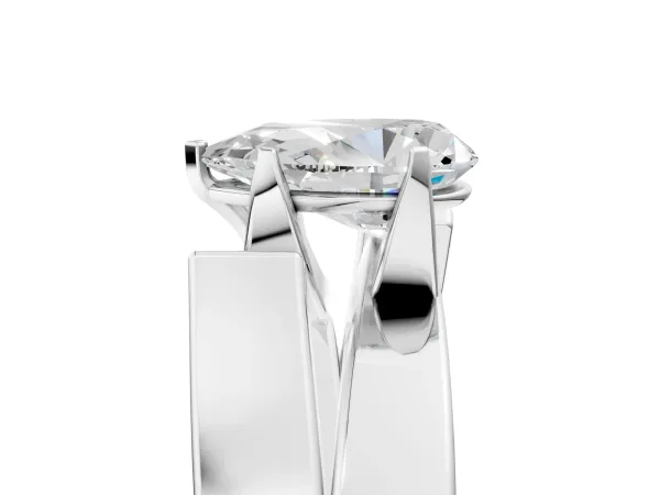 Modern Tension Set Pear Cut Diamond Solitaire Wide Band Ring Silver