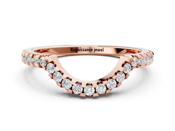 Pavé Round Diamond Contour Band with U-Prong Setting Rose gold
