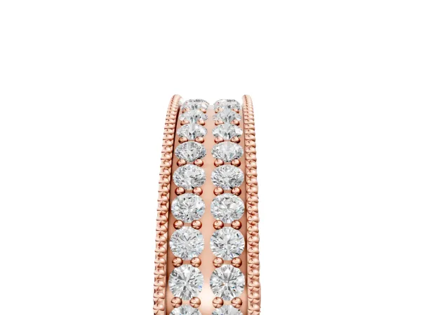 Pavé Round Diamond Eternity Band with Milgrain Edge Rose gold
