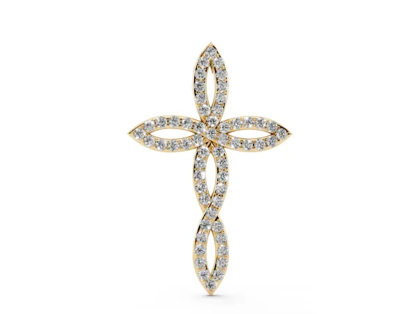 Marquise Diamond Pavé Cross Pendant Yellow gold