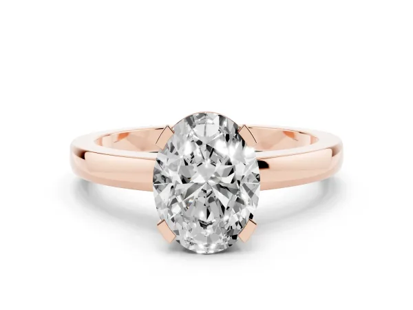 Oval Cut Cut Solitaire Ring with Four-Prong Setting and Classic Band Rose gold
