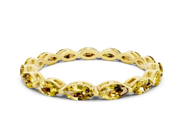 Marquise Yellow Sapphire Eternity Band with U-Prong Setting Yellow gold