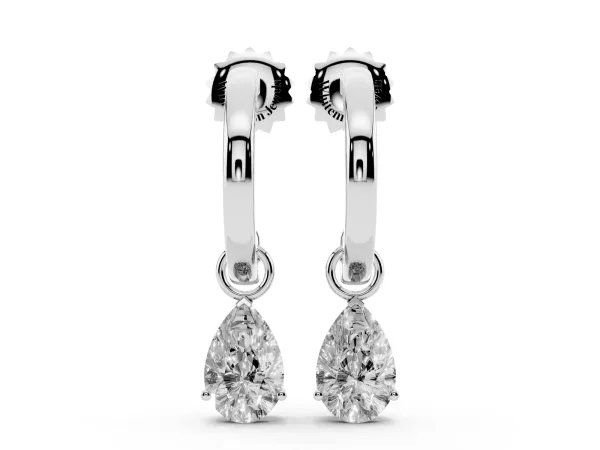 Pear Diamond Drop Earrings with Screw Back Platinum