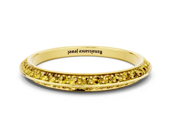 Double Row Pavé Round Yellow Sapphire Eternity Band with Channel Setting Yellow gold