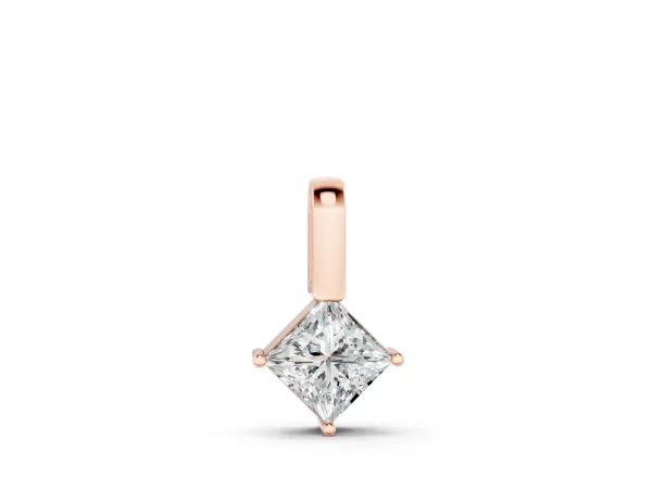 Princess Cut Bezel Set Diamond Pendant Rose gold