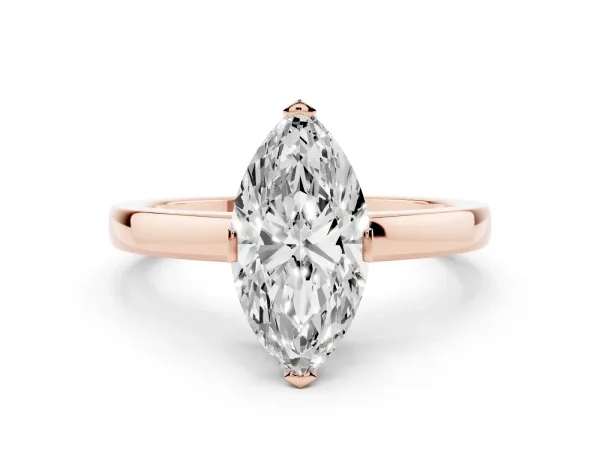 Marquise Cut Cut Solitaire Ring with Four-Prong Setting and Classic Band Rose gold