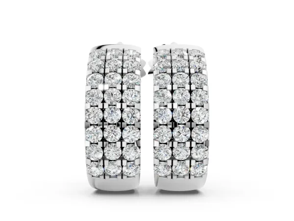 Pavé Round Diamond Hoop Earrings with Four-Prong Setting Silver
