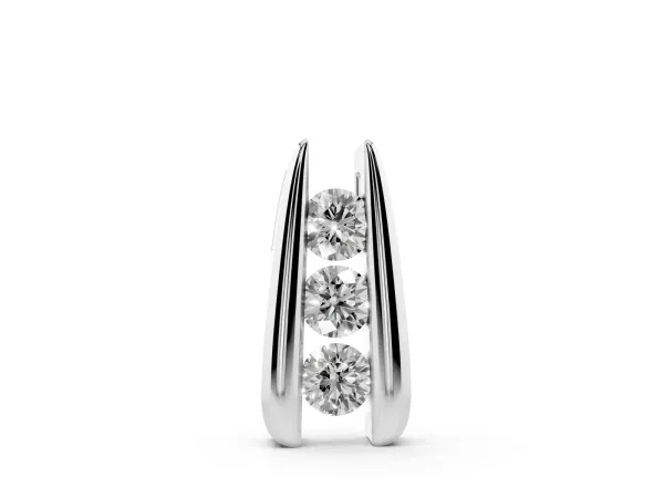 Vertical Channel Set Round Diamond Pendant Silver