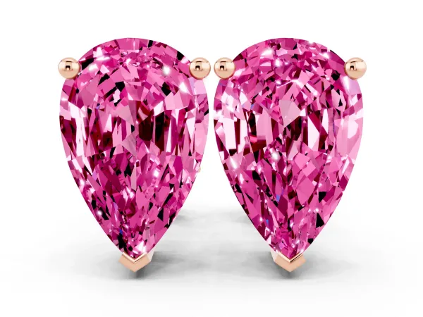 Pear Cut Pink Sapphire Stud Earrings Rose gold