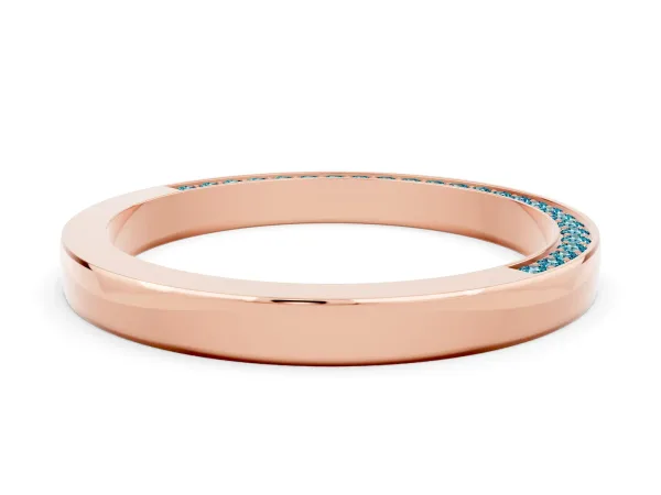 Pavé Round Blue Topaz Channel Set Band Rose gold