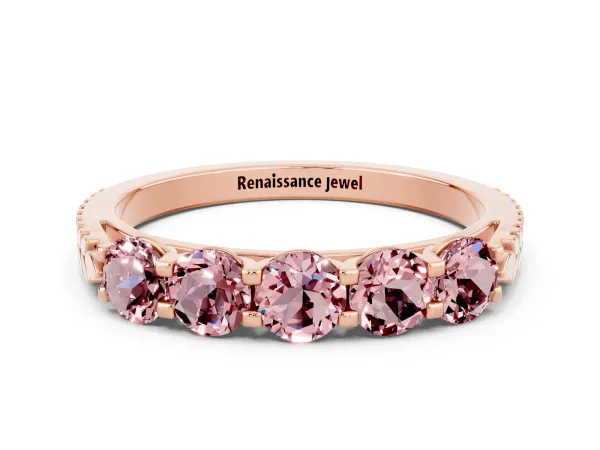 Five-Stone Round Morganite Prong-Set Band Rose gold