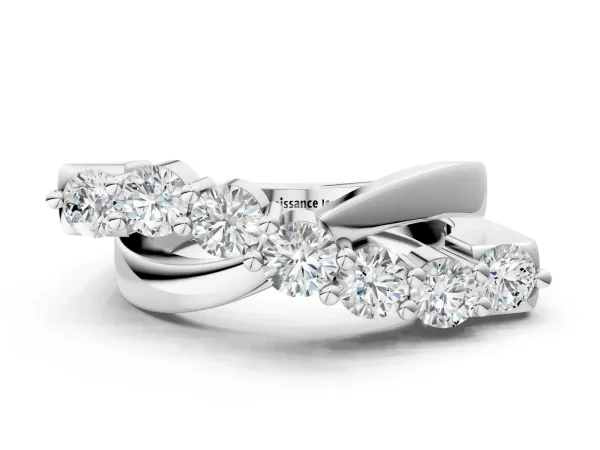 Round Diamond Prong-Set Crossover Band Platinum