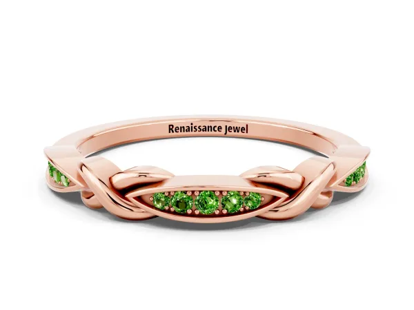Twisted Marquise Peridot Pavé Band with Shared Prong Setting Rose gold