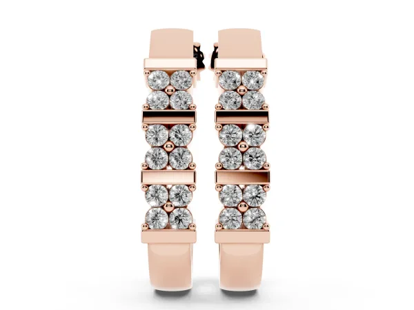 Round Diamond Channel-Set Hoop Earrings with Four-Prong Setting Rose gold