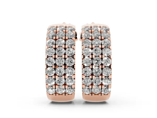 Pavé Round Diamond Hoop Earrings with Four-Prong Setting Rose gold