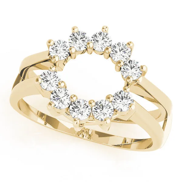 Round Diamond Open Circle Split Shank Prong Setting Ring Yellow gold