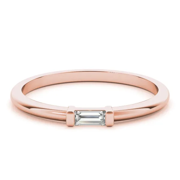 Baguette Solitaire Bar-Set Minimalist Band Rose gold