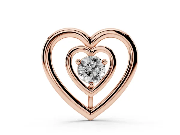 Heart Prong Round Diamond Pendant Rose gold