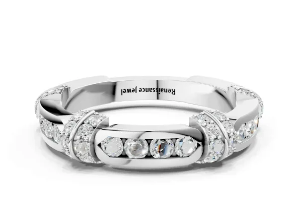 Pavé Round Diamond Link Band with Bezel Setting Platinum
