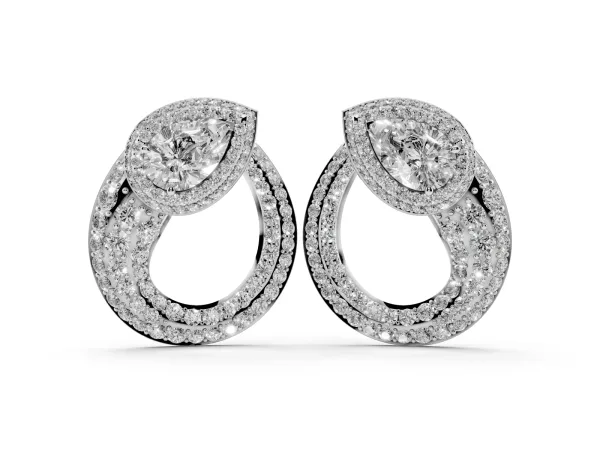 Pear Diamond Open Teardrop Stud Earrings White gold