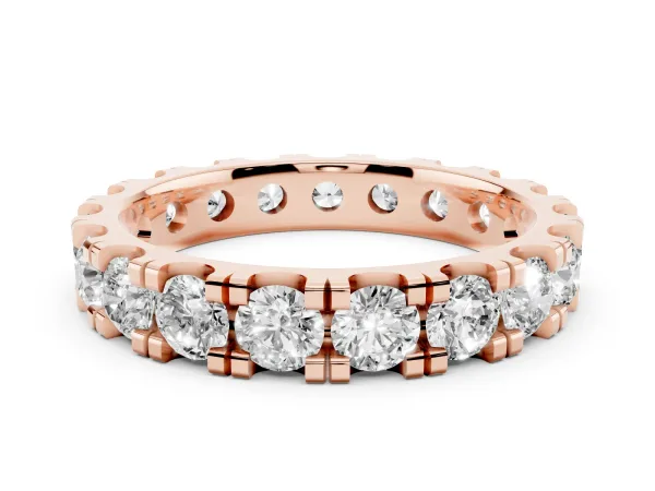 Round Diamond Full Eternity Band with U-Prong Setting Rose gold