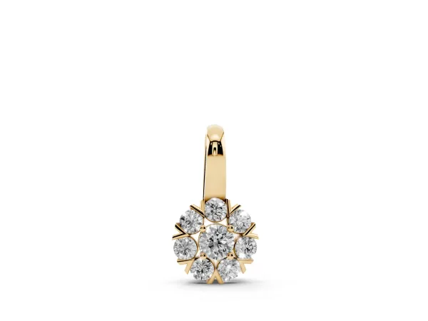 Round Diamond Floral Cluster Pendant with Prong Setting Yellow gold