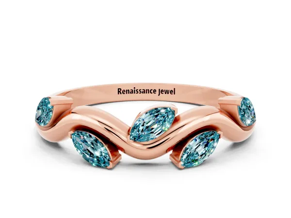 Marquise Blue Topaz Twisted Band with Prong Setting Rose gold