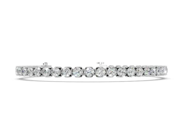 Round Diamond Tennis Bracelet with Box Chain and Basket Prong Setting White gold