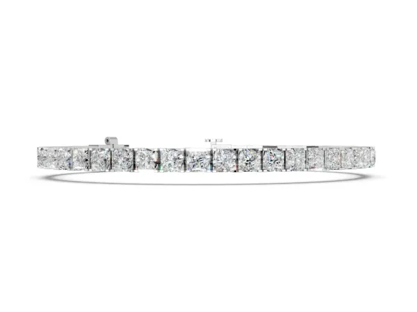Princess Cut Diamond Tennis Bracelet with Channel Setting White gold