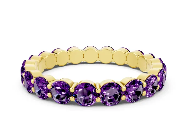 Round Amethyst Eternity Band with U-Prong Setting Yellow gold