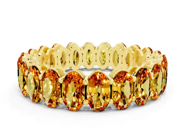 Oval Cut Citrine Eternity Band with Shared Prong Setting Yellow gold
