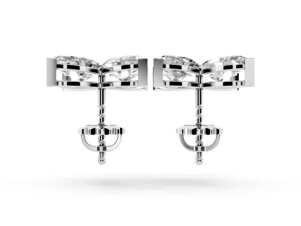 Marquise Cut Diamond Flower Stud Earrings Platinum