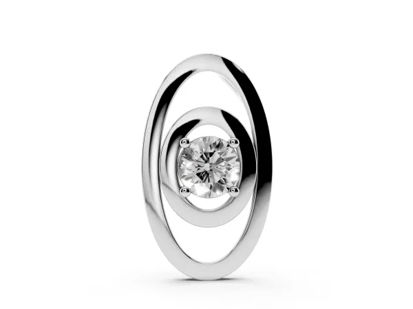 Round Diamond Bezel Set Pendant with Double Halo Silver