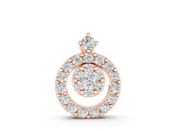 Round Halo Pavé Diamond Pendant with Four-Prong Setting Rose gold