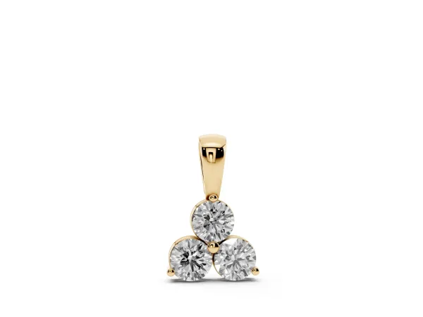 Triangular Cluster Round Diamond Prong Pendant Yellow gold