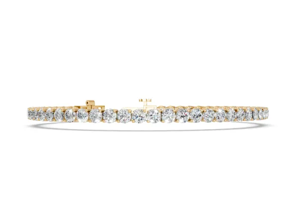 Round Diamond Tennis Bracelet with Prong Setting and Box Clasp Yellow gold
