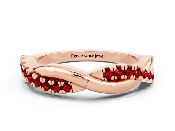 Round Ruby Twisted Infinity Band with Prong Setting Rose gold