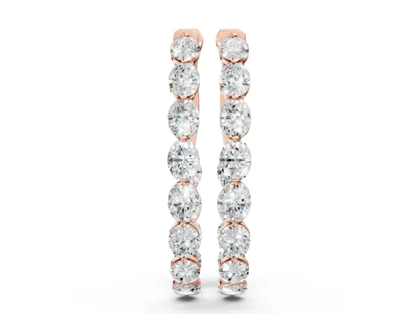 Oval Cut Diamond Inside-Out Hoop Earrings Rose gold