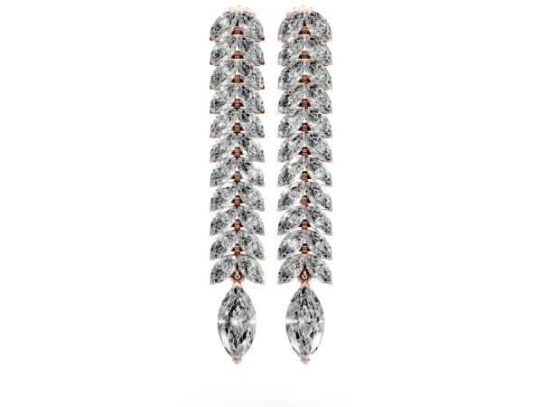 Marquise Diamond Double Row Dangle Earrings Rose gold