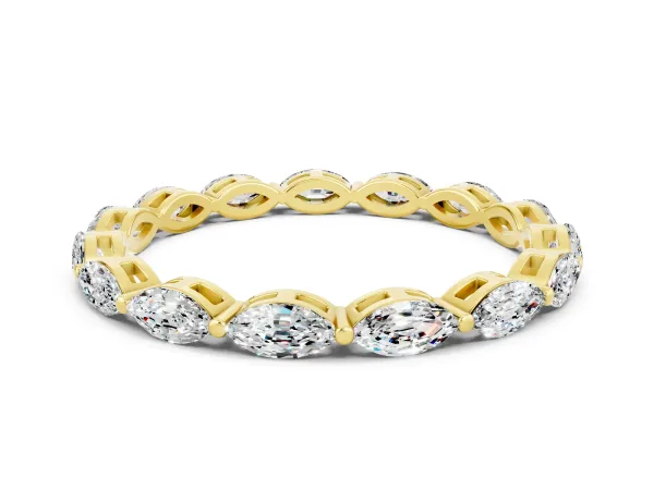 Marquise Moissanite Eternity Band with U-Prong Setting Yellow gold