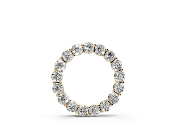 Round Diamond Circle Pendant with Prong Setting Yellow gold