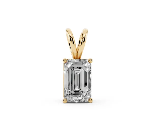 Emerald Cut Solitaire Pendant with Four-Prong Setting Yellow gold