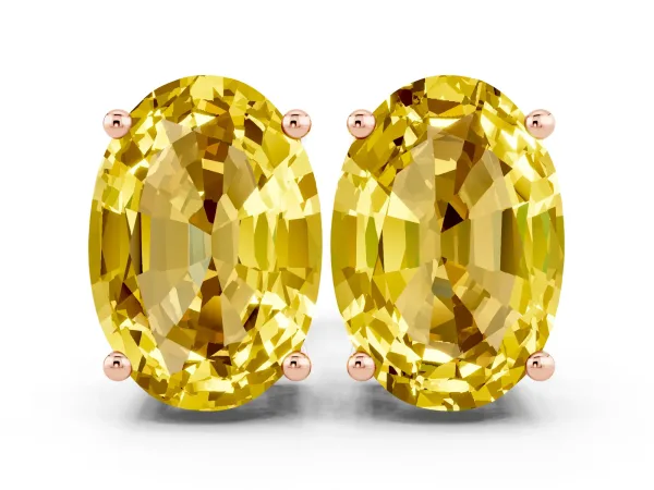 Oval Cut Yellow Sapphire Stud Earrings Rose gold