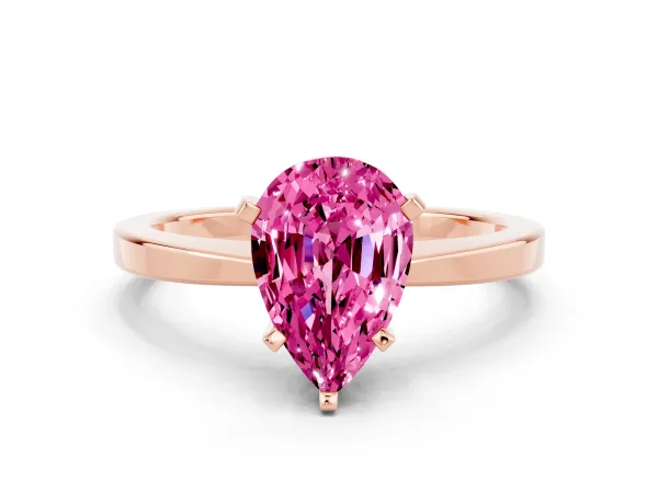 Pear Cut Pink Sapphire Solitaire Engagement Ring with Classic Band and Four-Prong Setting Rose gold