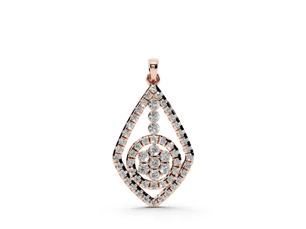 Diamond Halo Pendant with Pavé Setting Rose gold