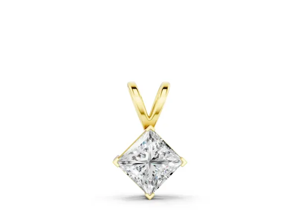 Princess Cut Bezel Set Pendant Yellow gold