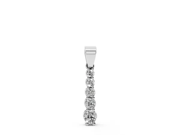 Round Diamond Vertical Pendant with Prong Setting Silver