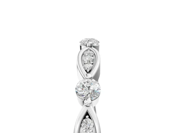 Marquise and Round Diamond Milgrain Band with Bezel Setting Platinum