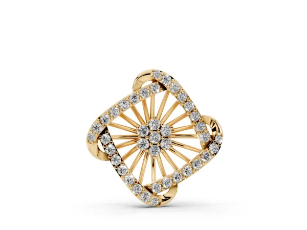 Round Diamond Cluster Pendant with Prong Setting Yellow gold